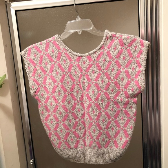 💗Vintage Pink & Gray Sweater Vest Size M - Picture 2 of 6